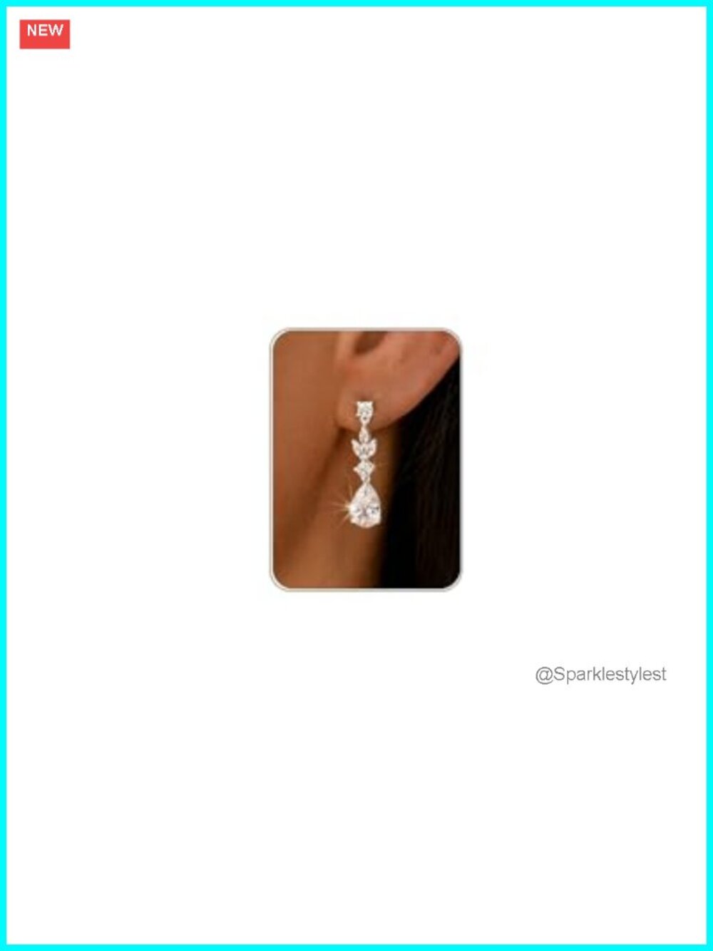 HANLI 14K Gold Plated Drop Dangle Earrings Sparkly CZ Wedding Bridal